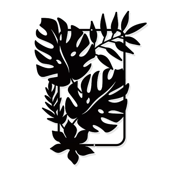 

PandaHall Palm Leaves Metal Wall Art Decor Tropical Leaves, Black Wall Hanging Decor Silhouette Wall Art for Home Bedroom Living Room...