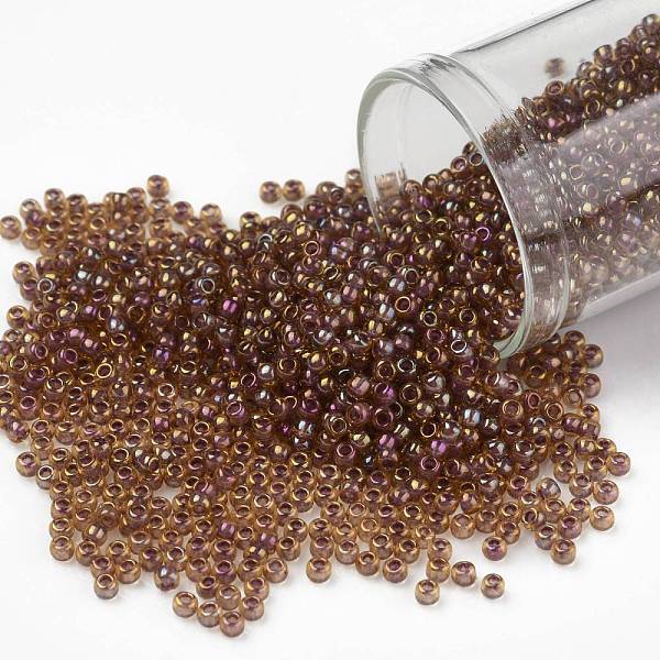 

PandaHall TOHO Round Seed Beads, Japanese Seed Beads, (1849) Pink Lilac Lined Topaz Rainbow, 11/0, 2.2mm, Hole: 0.8mm, about 50000pcs/pound..., Gold