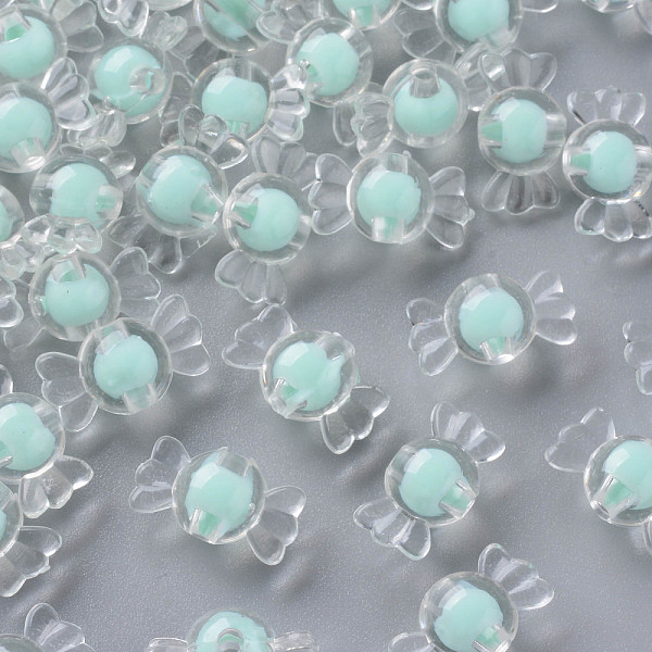 

PandaHall Transparent Acrylic Beads, Bead in Bead, Candy, Aquamarine, 9x17x8.5mm, Hole: 2mm, about 960pcs/500g Acrylic Candy Green