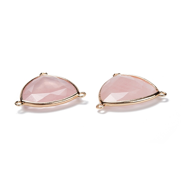 

PandaHall Natural Rose Quartz Chandelier Component Link, with Brass Findings, Faceted, Triangle, Golden, 27x29x4.5mm, Hole: 1.6mm Rose...
