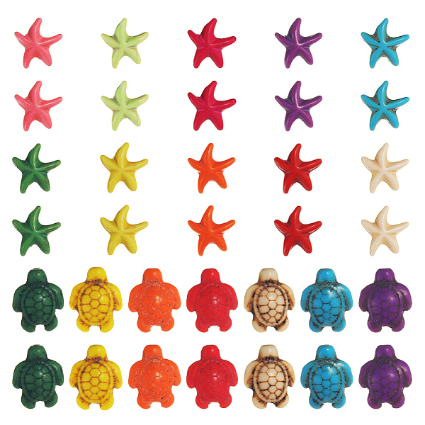 

PandaHall SUNNYCLUE 1 Box 160Pcs Turtle Beads Starfish Beads Bulk Tortoise Bead Synthetic Turquoise Ocean Animal Colorful Turtles Bead for..., Multicolor