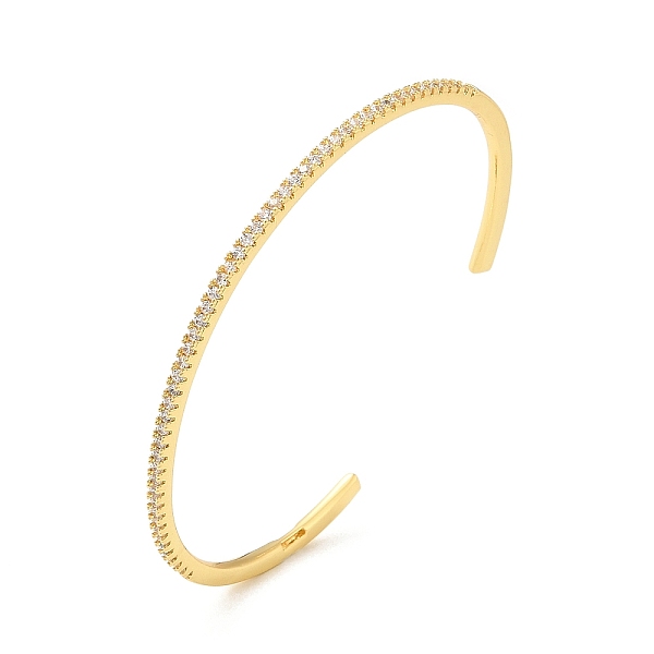 

PandaHall Clear Cubic Zirconia Open Cuff Bangle, Rack Plating Brass Jewelry for Women, Lead Free & Cadium Free, Real 18K Gold Plated, Inner...