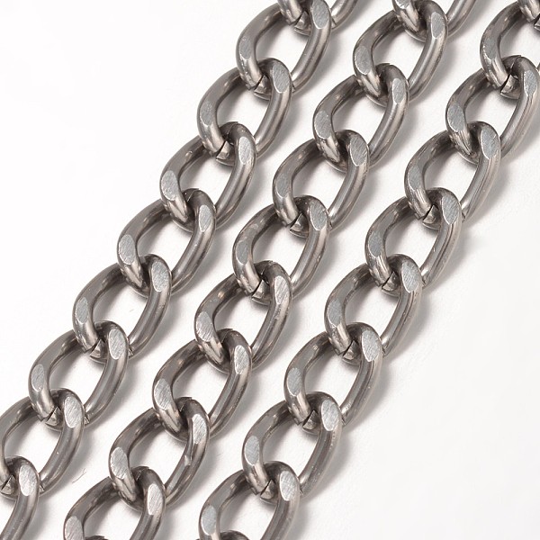 

PandaHall Aluminium Twisted Curb Chains, Diamond Cut Chains, Unwelded, Faceted, Gunmetal, 10x6.5x1.8mm Aluminum