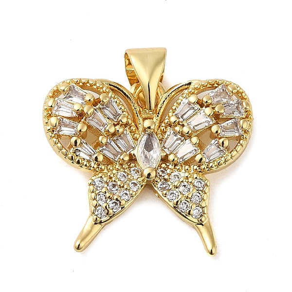 

PandaHall Rack Plating Brass Micro Pave Cubic Zirconia Pendants, Cadmium Free & Lead Free, Long-Lasting Plated, Butterfly, Real 18K Gold..., Clear