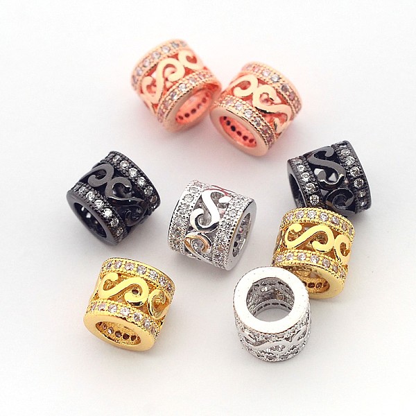 

PandaHall New Items Brass Micro Pave Cubic Zirconia Column Spacer Beads, Cadmium Free & Nickel Free & Lead Free, with Letter S, Mixed Color...