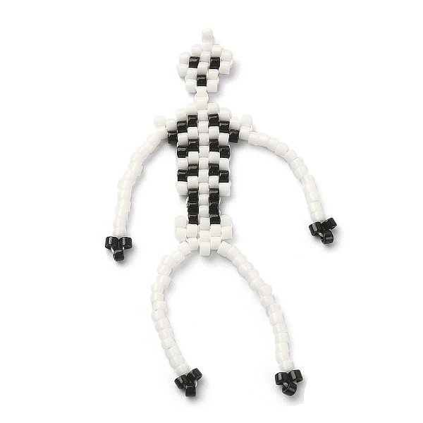 

PandaHall MIYUKI Delica Beaded Pendents, with Nylon Threads, Skeleton Charms, White, 49x31x2mm, Hole: 0.8mm Glass Skeleton White