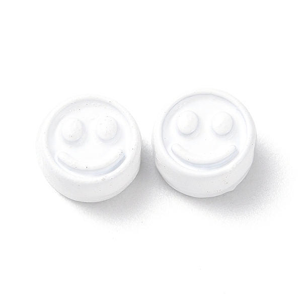 

PandaHall Spray Painted Alloy Beads, Flat Round with Smiling Face, White, 7.5x4mm, Hole: 2mm Alloy Flat Round White