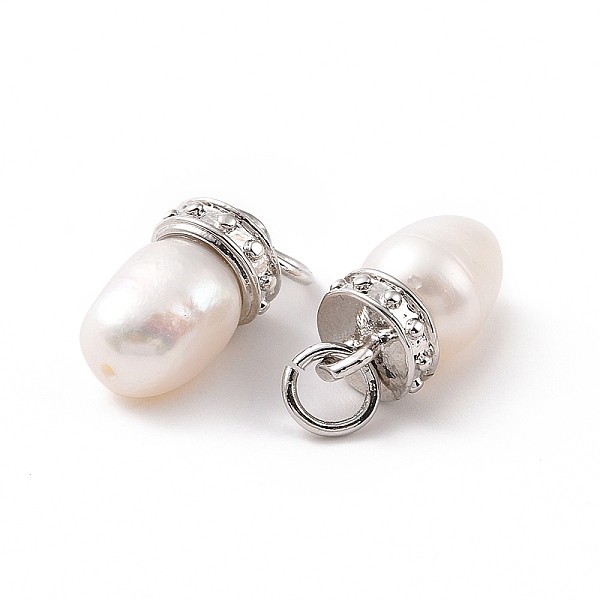 

PandaHall Rack Plating Shell Pearls Charms, with Brass Findings and Jump Ring, Long-Lasting Plated, Cadmium Free & Lead Free, Oval, Platinum..., White