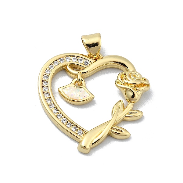 

PandaHall Brass Micro Pave Clear Cubic Zirconia Pendants, with Sythetic Opal, Heart, Real 18K Gold Plated, Lip, 23.5x24.5x3.5mm, Hole...