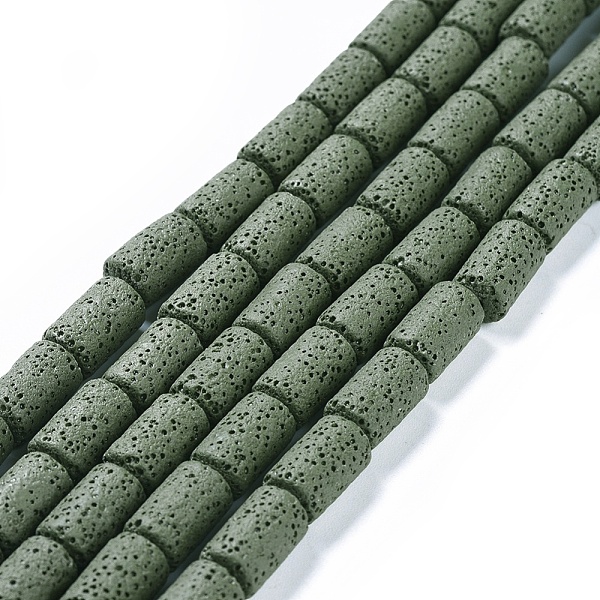 

PandaHall Natural Lava Rock Beads Strands, Dyed, Column, Dark Olive Green, 14~15x8mm Lava Rock Column Green
