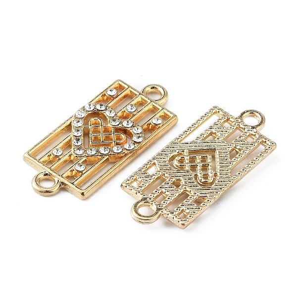 

PandaHall Alloy Rhinestone Connector Charms, Rectangle with Heart, Light Gold, Crystal, 26x11x2~2.5mm, Hole: 1.8mm Alloy+Rhinestone..., Clear