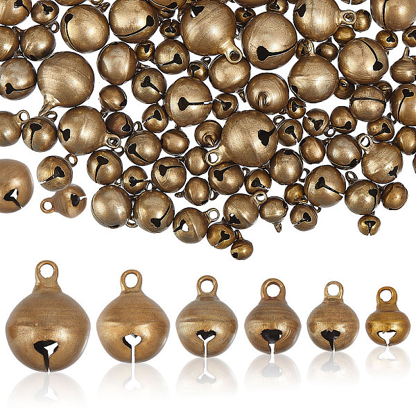 

PandaHall CHGCRAFT 240Pcs 6 Style Brass Pendants, Bell, Antique Bronze, 8~20.5x6~16mm, Hole: 1.5~2mm Brass Bell