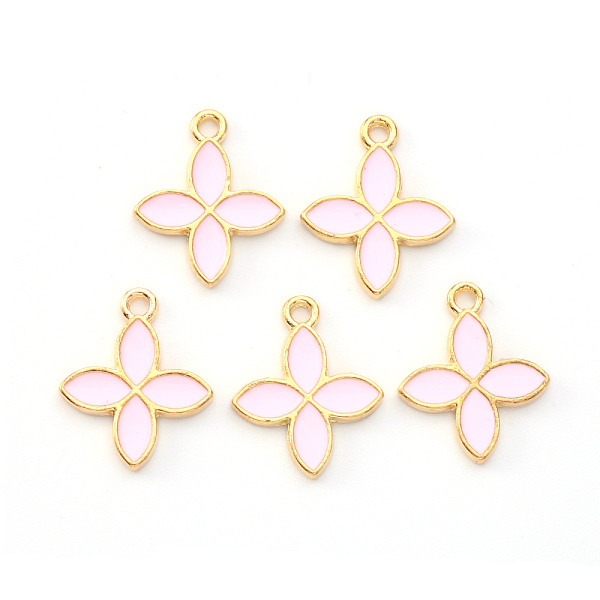 

PandaHall Light Gold Plated Alloy Enamel Pendants, Flower, Pearl Pink, 17.8x14.5x1.5mm, Hole: 1.6mm Alloy+Enamel Flower