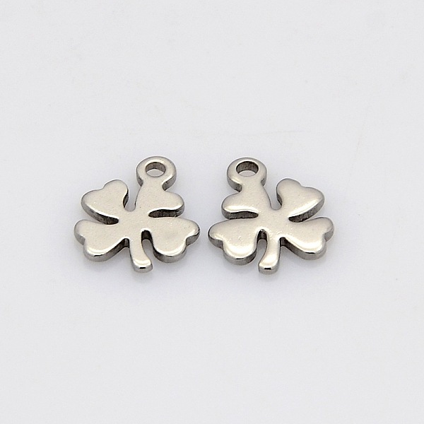 

PandaHall Four Leaves Clover 304 Stainless Steel Charms, Stainless Steel Color, 10x8x1mm, Hole: 1mm 304 Stainless Steel Clover