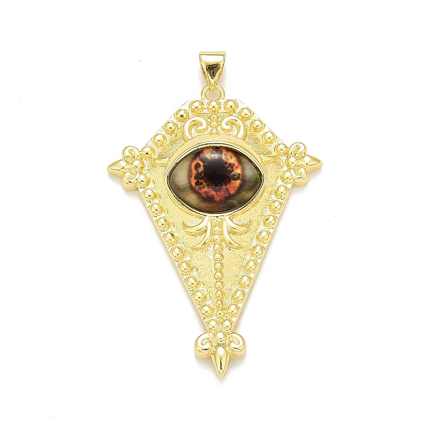 

PandaHall Glass Pendants, with Brass Findings, Cadmium Free & Nickel Free & Lead Free, Long-Lasting Plated, Real 18K Gold Plated, Rhombus...