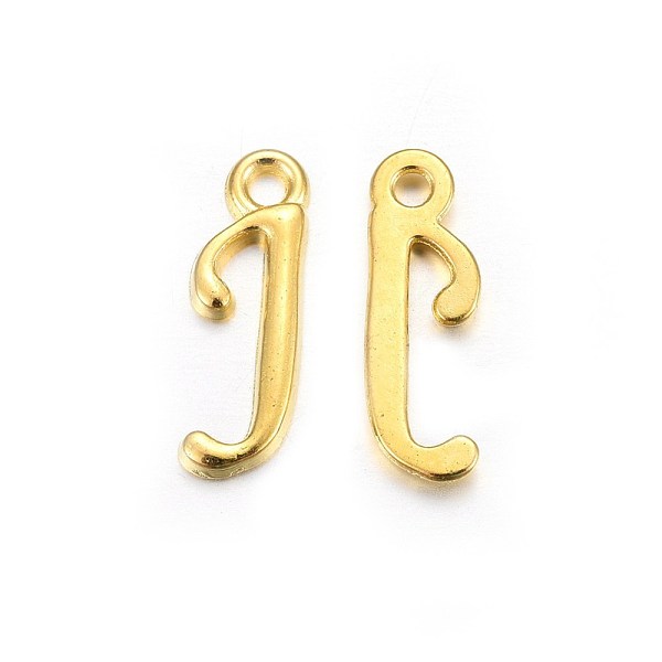 

PandaHall Golden Plated Alloy Letter Pendants, Rack Plating, Letter.J, 16x15x2mm, Hole: 1.5mm Alloy Letter
