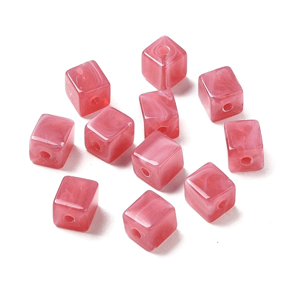 

PandaHall Transparent Acrylic Beads, Cube, Indian Red, 8x8x9mm, Hole: 2mm, about 920~940pcs/500g Acrylic Cube