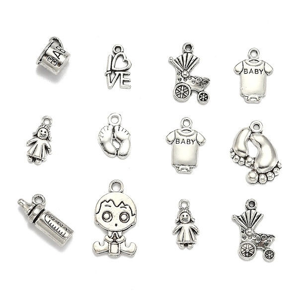 

PandaHall Mixed Tibetan Style Alloy Pendants for Baby, Antique Silver, 15~24x7.5~14x2~10mm, Hole: 2mm Alloy Others