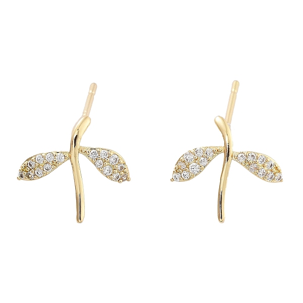 

PandaHall Brass Micro Pave Cubic Zirconia Stud Earrings, Leaf, Light Gold, 11.5x12mm Cubic Zirconia Leaf Clear
