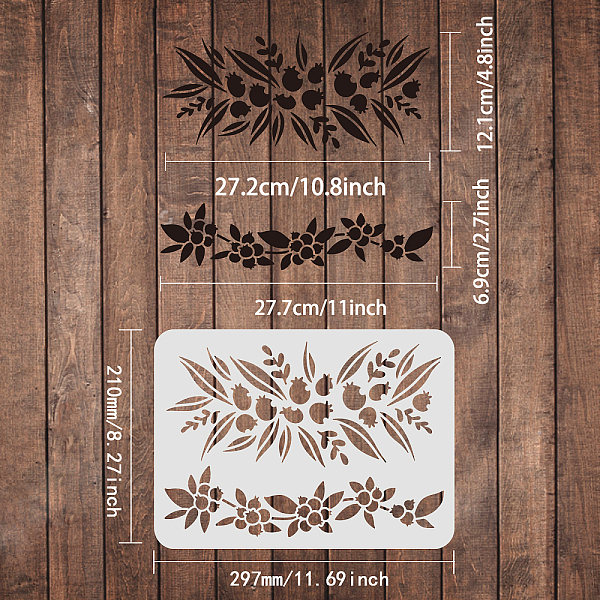 

PandaHall FINGERINSPIRE Blueberry Vine Border Wall Stencil Templates 29.7x21cm Plastic Plan Fruit Stencils Reusable Decoration Stencil...