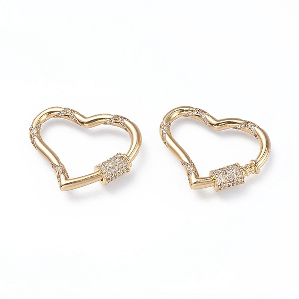 

PandaHall Brass Micro Pave Cubic Zirconia Screw Carabiner Lock Charms, for Necklaces Making, Heart, Clear, Golden, 31x26x3mm Brass+Cubic...