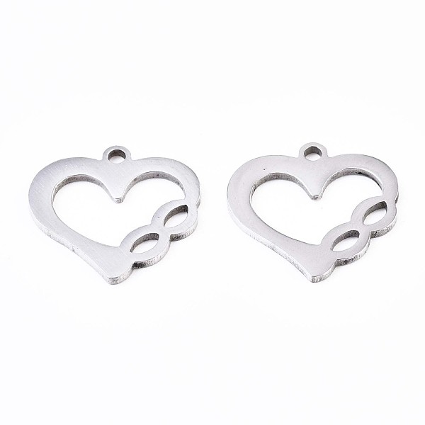 

PandaHall 201 Stainless Steel Charms, Laser Cut Pendants, Heart with Infinity, Stainless Steel Color, 14x15x1mm, Hole: 1.4mm 201 Stainless...