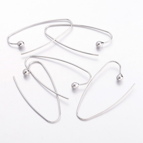 

PandaHall Brass Earring Hooks, Ear Wire, Platinum Color, Nickel Free, about 15mm wide, 39mm long, 0.8mm thick, 20 Gauge Brass