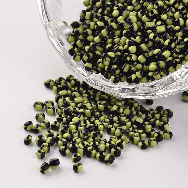 

PandaHall 12/0 Opaque Colours Seep Glass Beads, Round Seed Beads, Green Yellow, 1.5~2x2mm, Hole: 0.5mm, about 22500pcs/450g Glass Green