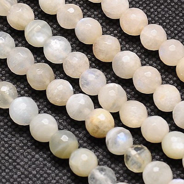 

PandaHall Natural White Moonstone Beads Strands, Faceted, Round, Navajo White, 6mm, Hole: 1mm, about 60pcs/strand, 15.2 inch White Moonstone...