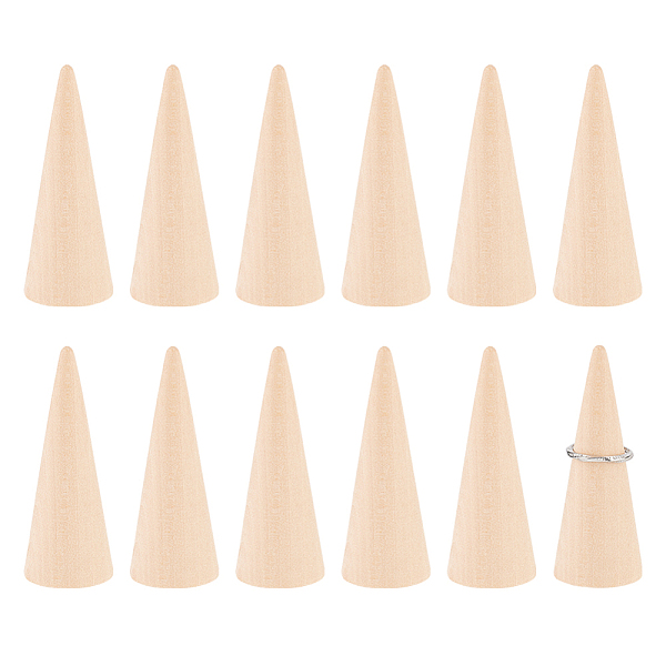 

PandaHall FINGERINSPIRE 12 Pcs Wood Cone Ring Holder Wooden Finger Ring Display Stands 1.18x3 inch Cone Shape Ring Displays Jewelry Ring...