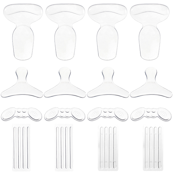PandaHall AHADEMAKER 6 Pairs Silicone Heel Grips, with 4 Sheets Silicone Invisible Heel Grip Strips, Heelpiece Adhesive Cushion Pads...