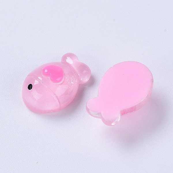 

PandaHall Resin Cabochons, with Glitter Powder inside, Little Fish, Pink, 15x22x10.5mm Resin Fish Pink