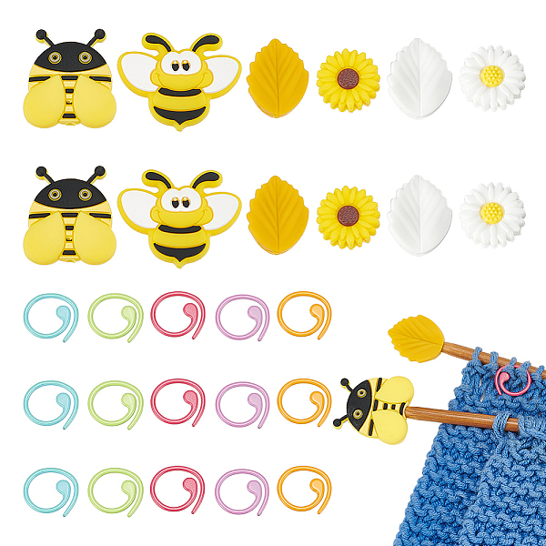 

PandaHall WADORN Bees Knitting Needle Stoppers, Colorful Daisy Flower Knitting Needle Point Protectors Leaf Needle Point Stoppers with Alloy..., Multicolor