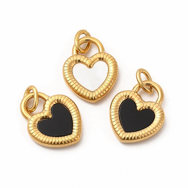 

PandaHall Vacuum Plating 304 Stainless Steel Acrylic Pendants, with Shell and Jump Rings, Heart, Golden, 18x14x3mm, Hole: 2.8mm Stainless...