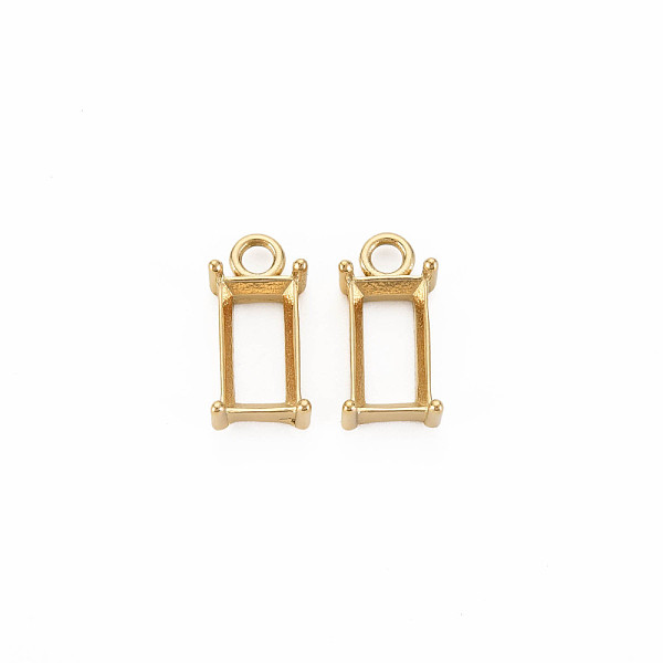 

PandaHall Ion Plating(IP) 304 Stainless Steel Pendant Rhinestone Settings, for Pointed Back Rhinestone, Open Back Bezel, Rectangle, Real 14K...