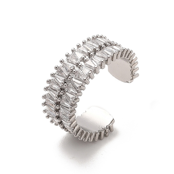 

PandaHall Brass Micro Pave Cubic Zirconia Open Cuff Rings, Platinum, Inner Diameter: 18.4mm Brass+Cubic Zirconia