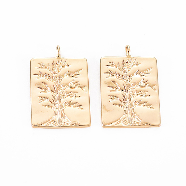 

PandaHall Brass Pendants, Nickel Free, Rectangle with Tree, Real 18K Gold Plated, 22x14.5x1mm, Hole: 1.8mm Brass Rectangle