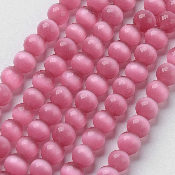 

PandaHall Cat Eye Beads, Round, Hot Pink, 12mm, Hole: 1.5mm, about 32pcs/strand, 14.5 inch Glass Round