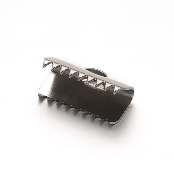

PandaHall 304 Stainless Steel Ribbon Crimp Ends, Rectangle, Stainless Steel Color, 7.5x13mm, Hole: 3x1mm 304 Stainless Steel