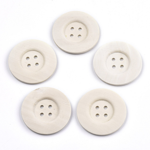 

PandaHall Large Natural Wood Buttons, 4-Hole, Wide Rim, Unfinished Wooden Button, Flat Round, PapayaWhip, 50~51x5mm, Hole: 4mm Wood Flat..., Orange