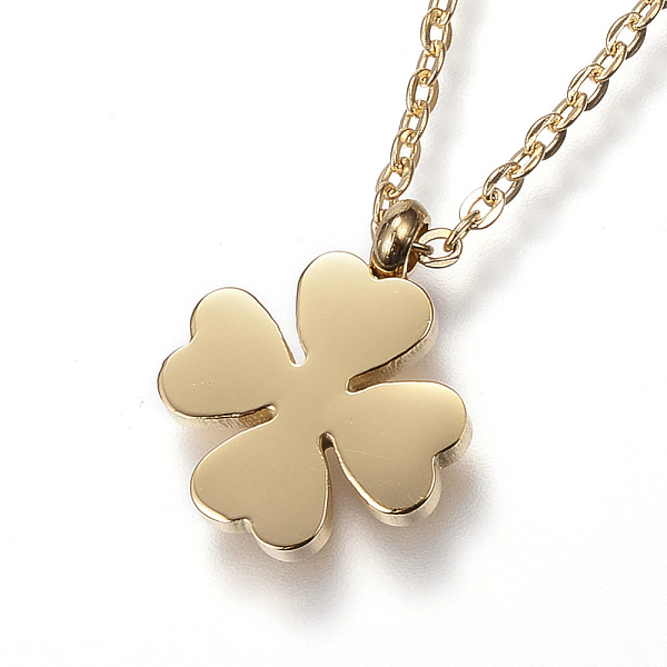 

PandaHall 304 Stainless Steel Pendant Necklaces, Four Leaf Clover, Golden, 17.51 inch(44.5cm) 304 Stainless Steel