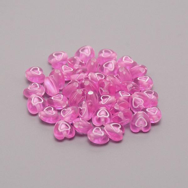 

PandaHall Transparent Acrylic Beads, with Enamel, Heart, Hot Pink, 6.5x6.5x4.5mm, Hole: 1mm, 100pcs/bag Acrylic Heart