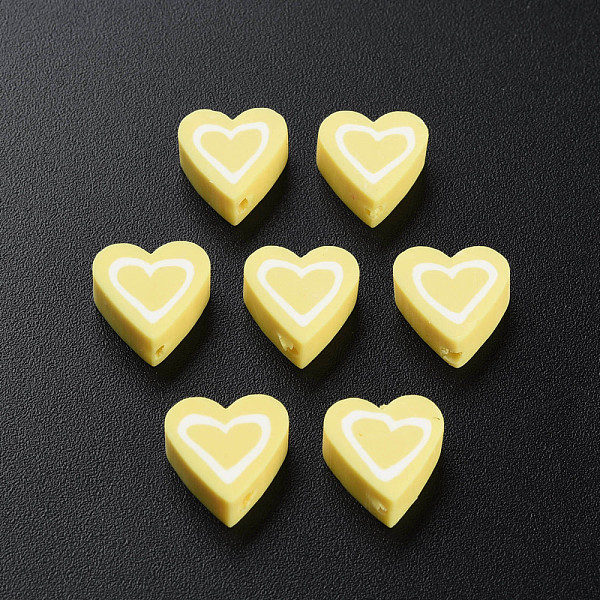 

PandaHall Handmade Polymer Clay Beads, Heart, Light Khaki, 8.5~9x8.5~10x4mm, Hole: 1.4~1.6mm Polymer Clay Heart