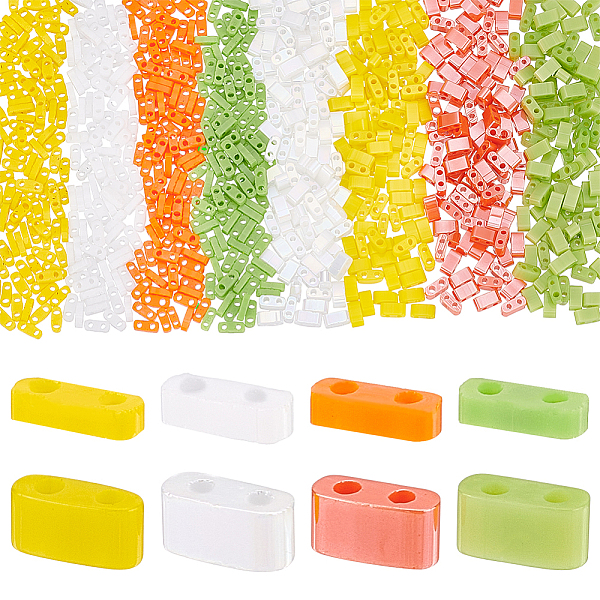 

PandaHall HOBBIESAY 800Pcs 8 Colors Opaque Glass Seed Beads, 2-Hole, Rectangle, Mixed Color, 4.5~5x2x1~1.5mm, Hole: 0.5~0.8mm, 100Pcs/color..., Multicolor