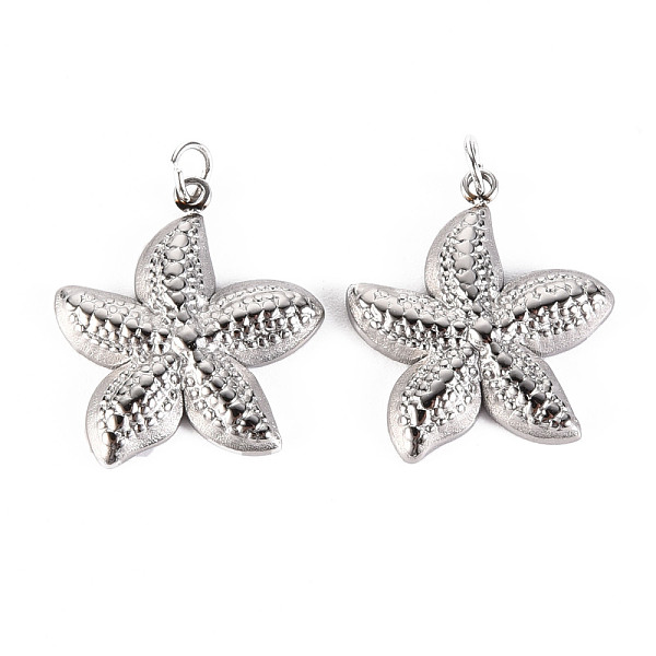 

PandaHall 304 Stainless Steel Pendants, with Jump Rings, Starfish, Stainless Steel Color, 18.5x17x2.5mm, Jump Ring: 3.8x0.5mm, 2.8mm inner...