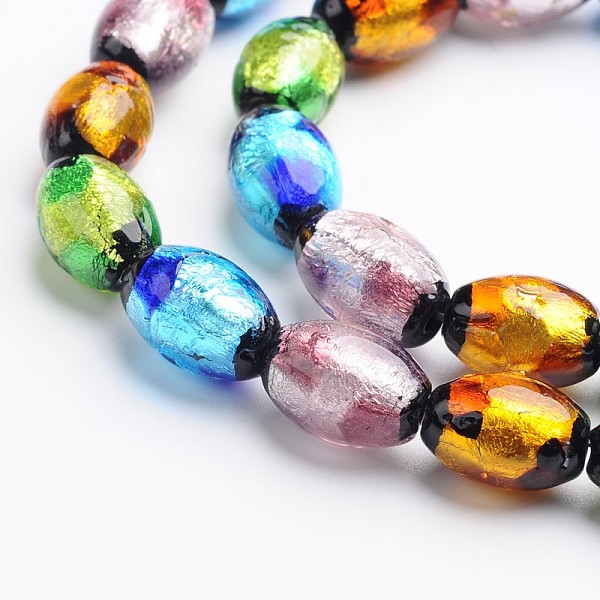 

PandaHall Handmade Silver Foil Glass Oval Beads, Mixed Color, 16x12mm, Hole: 1mm Silver Foil Oval Multicolor