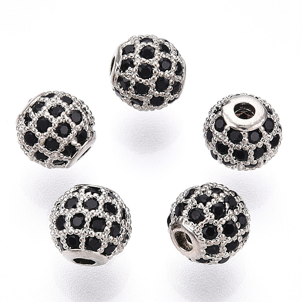

PandaHall Rack Plating Brass Cubic Zirconia Beads, Long-Lasting Plated, Round, Platinum, 6x6mm, Hole: 1.5mm Brass+Cubic Zirconia Round