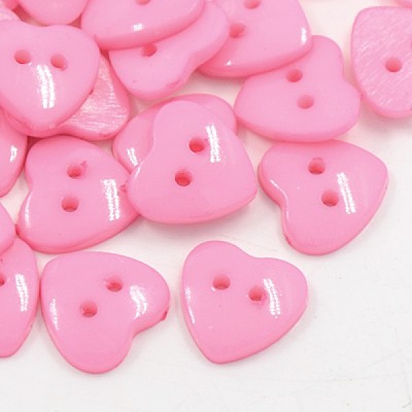 

PandaHall Acrylic Heart Buttons, Plastic Sewing Buttons for Costume Design, 2-Hole, Dyed, Pink, 14x14x3mm, Hole: 1mm Acrylic Heart Pink