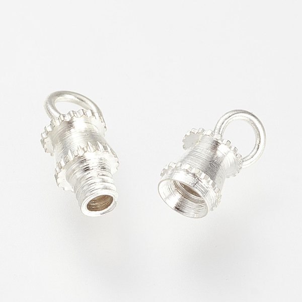 

PandaHall Brass Screw Clasps, Silver Color Plated, 14x4mm, Hole: 3x2mm Brass
