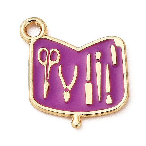 

PandaHall Alloy Pendants, with Enamel, Golden, Manicure Set Shape Charm, Purple, 20x17x1mm, Hole: 1.8mm Alloy+Enamel Tool Purple